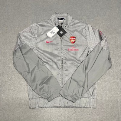 Arsenal FC Jacket Womens Medium Grey Pink Nike Drill Top Full Zip Season 2009-10