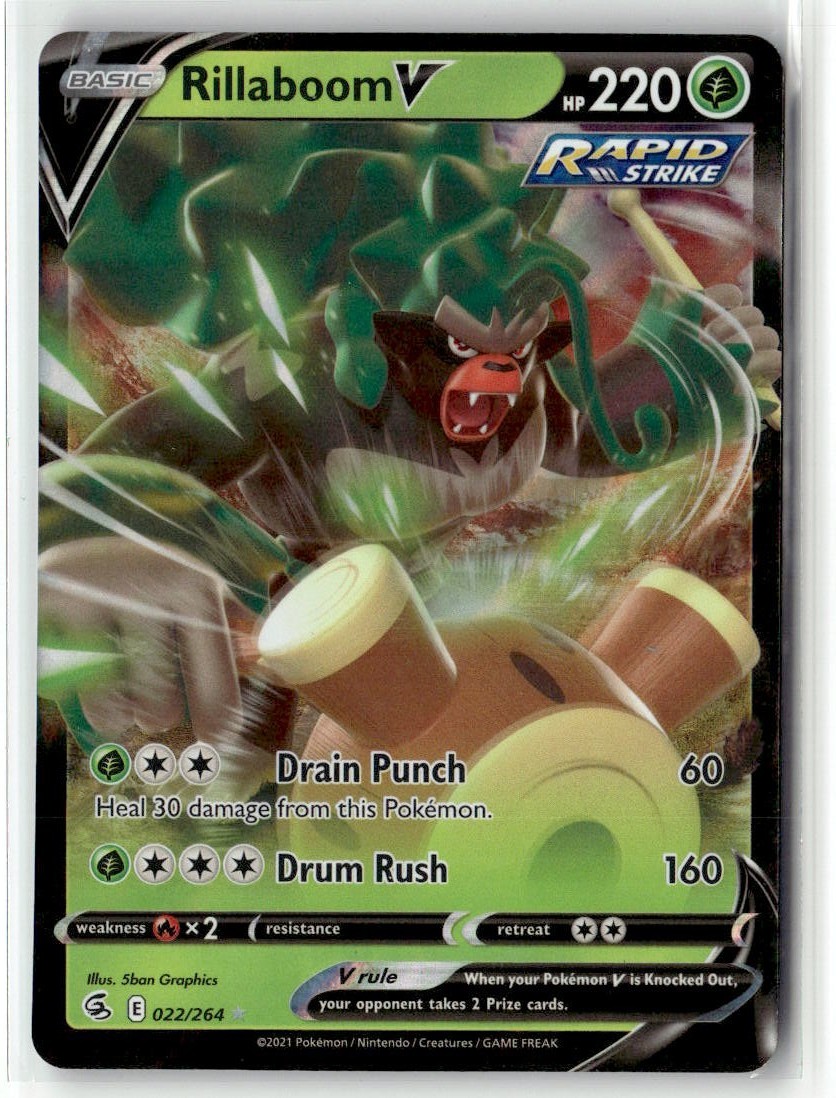 Rillaboom V Ultra Rare SWSH08: Fusion Strike 022/264 NM