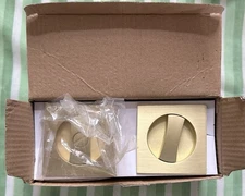 Haidms Brushed Gold Pocket Door Lock, Pocket Door Hardware, Round Brass