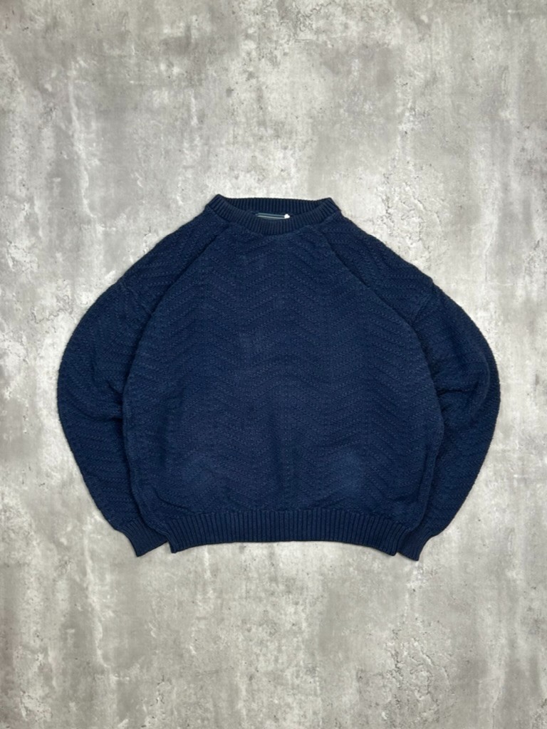 Vintage Zig Zag Striped Solid Print Pullover Knit… - image 1