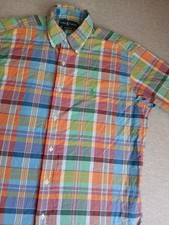 Ralph Lauren Shirt Medium Madras Plaid Button Down Preppy Vintage India