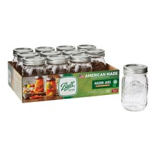 16 Oz Mason Jars, Regular Mouth Pint Canning Jars with Lids and Rings, 12-Pack G