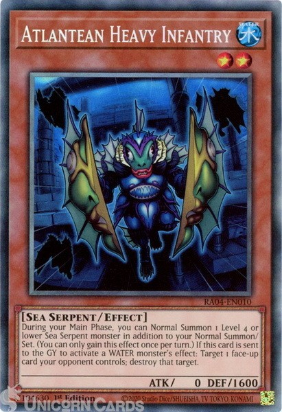 RA04-EN010 Atlantean Heavy Infantry : Collector's Rare 1st Edition Mint YuGiOh C