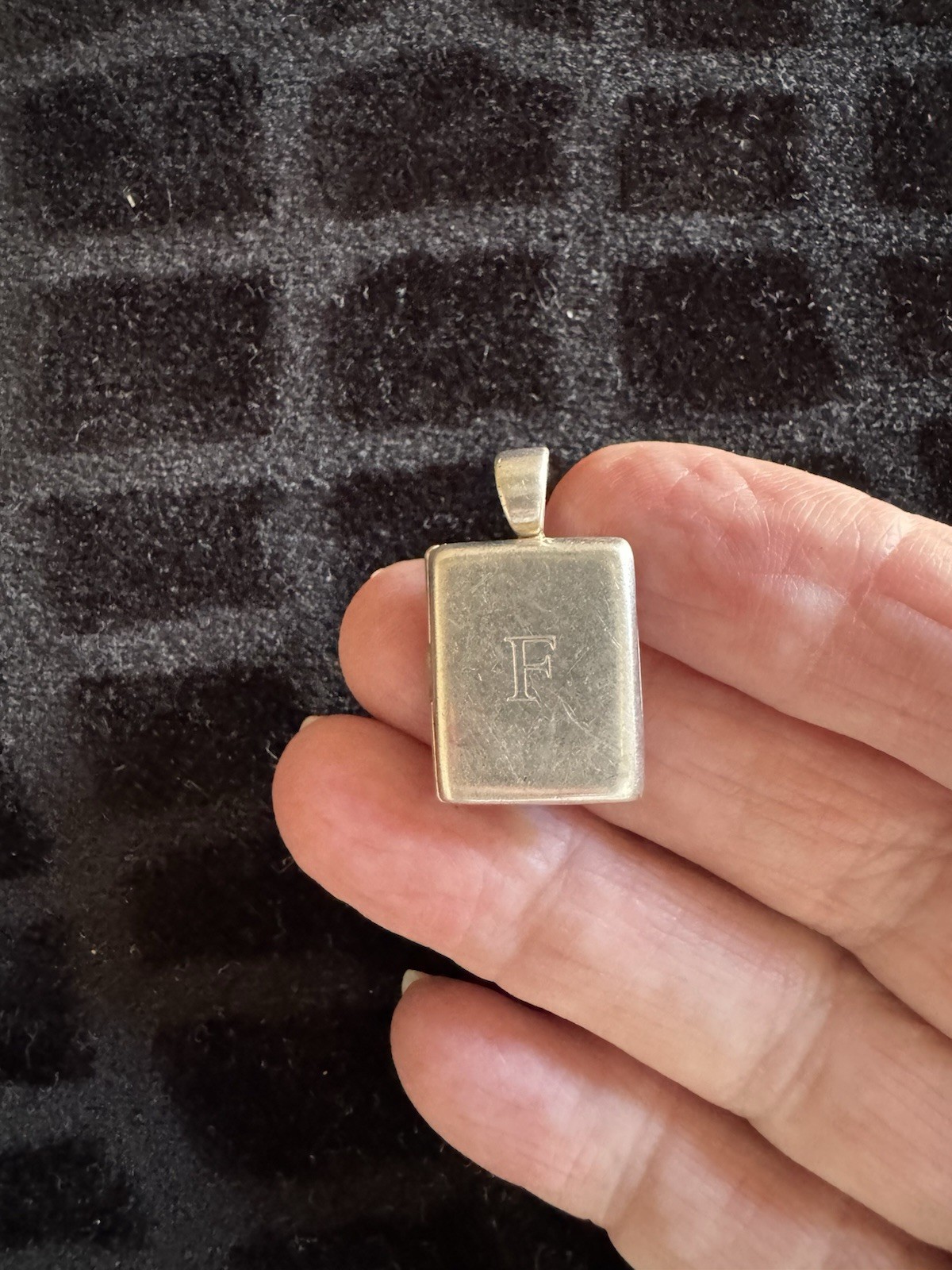 Antique Small Rectangular Sterling Silver Locket … - image 2