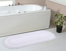Hampton Crochet Reversible Bathmat 100 Cotton Bathroom Rugs Set, Washable Ru...