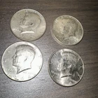 1964 Kennedy Half Dollar 90% Silver Lot of 4  Circulated a little scruffy! Four!
