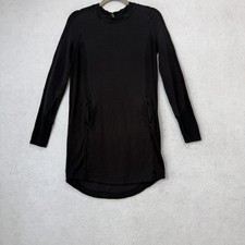 Athleta Sweater Dress Womens XS Black Long Sleeve Crew Neck Pockets Shift Tunic