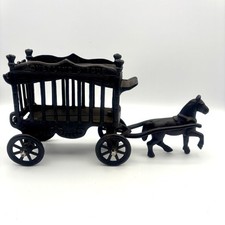 Vintage Cast Iron Horse Drawn Overland Circus Wagon Cage Cart JM109