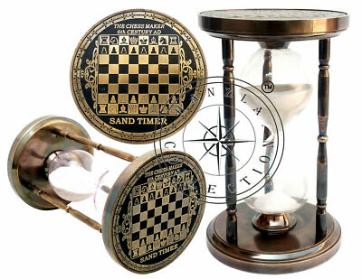 Antike Messing Sand Timer Maritim Maritim 6'' Schachmacher Alte Uhr Sanduhr