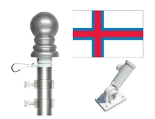 Faroe Islands 3'x5' Polyester Flag & Spinner Flagpole Set w/Adjustable Bracket