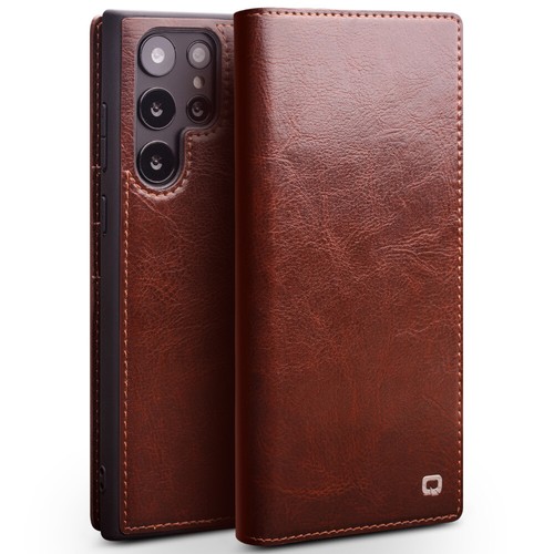 QIALINO Original Leather Flip Case Card Pocket for Samsung Galaxy S24 S23 Ultra - Picture 1 of 28