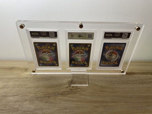 Da 1-3 Carte Pokemon Espositore Display Plexiglas Legno Gradata Psa/Graad+ Stand - Imagen 4 de 16