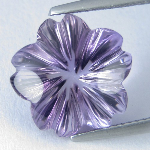 9.10Cts Genuine Natural Purple Amethyst 13.6mm Flower Carving Cut Gemstone-VDO - Picture 5 of 5