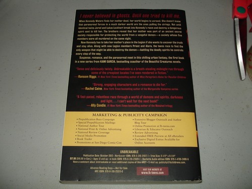 Unbreakable, The Legion Book 1 - Kami Garcia (Paperback, 2013) ARC Brand New - Picture 2 of 4