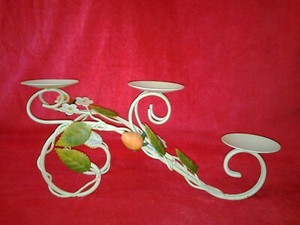 White Iron Metal Three Tier Pillar Candle Holder Fireplace Pillar