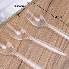 Plastic Spoons Disposable  100'S 14cm Plastic Cutlery Clear Plastic Spoon