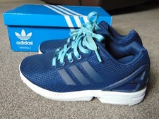 Ladies Size UK 3 Adidas Originals ZX Flux Lightweight Mesh Trainers in Blue