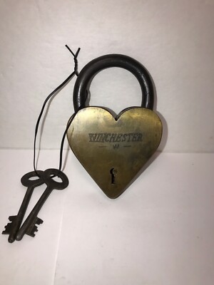 New Winchester Heart Solid Brass Lock & Keys With Antique Finish (4.5'' x 3'')