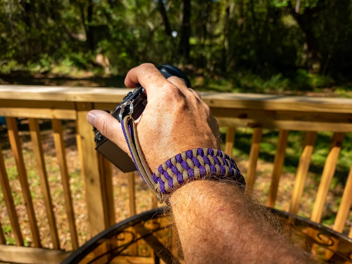 Custom Hand Made Purple and Tan/Brown Saftey Paracord 550 camera wrist  strap.