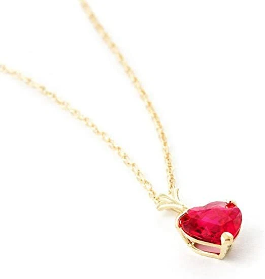 Collar Colgante 14k 18" Oro Sólido 1.45 Ct CTW con Rubí en Forma de Corazón Foto 4 de 4