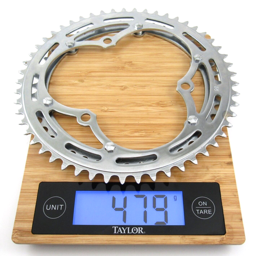 Nervar chrome steel 53/46t chainring set for 3-arm cotter cranks, 1960-70's - Picture 9 of 9