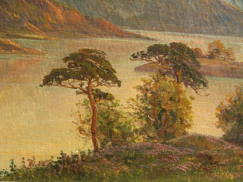 Antikes signiertes Ölgemälde gelisteter Künstler Donald Campbell Loch Fyne Schottland - Bild 3 von 9