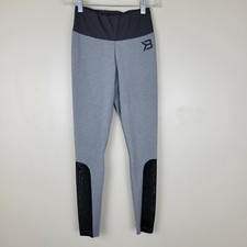 Better Bodies S Gray Leggings With Black Mesh Bottom Outer Hem