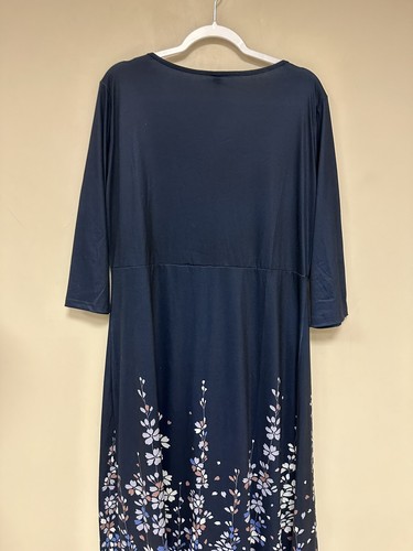 NEW NORACORA MAXI PLUS 2 XL(US 2XL)floral dress navy blue scalloped - Picture 9 of 11