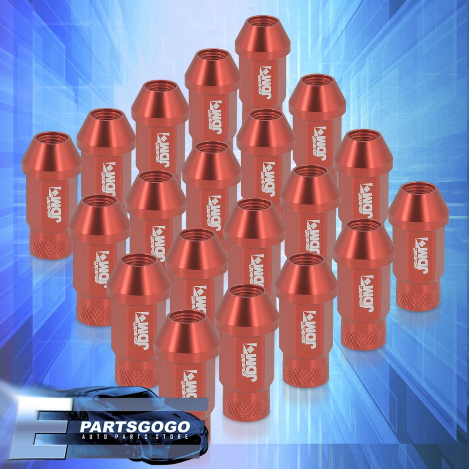 (20 Pieces) M12X1.25 50MM Tall JDM Aluminum Open End Tip Wheel Lug Nuts Set Red - Изображение 3 из 3