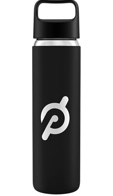 NEW Peloton Glass Water Bottle Black Non-Slip Grip Screw Top 16oz