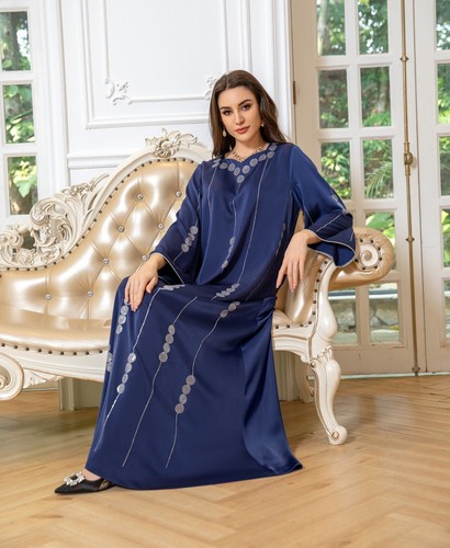 Abaya Muslim Women Rhinestone Kaftan Maxi Dress Dubai Moroccan Party Gown Caftan - 第 93/196 張圖片