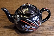 Alte Teekanne Keramik Rheinsberg Blumen Dekor Goldrand Vintage