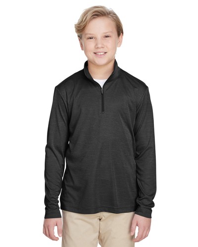 Team 365 Youth 100% Poly Zone Sonic Heather Performance Quarter-Zip TT31HY S-XL - Picture 3 of 9