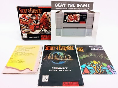 Secret of Evermore CIB Complete W/ RARE Map & Poster (Super Nintendo SNES, 1995)