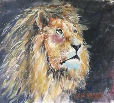 ORIGINAL Small Watercolor Painting  "León" 10” x 9" NOT A PRINT