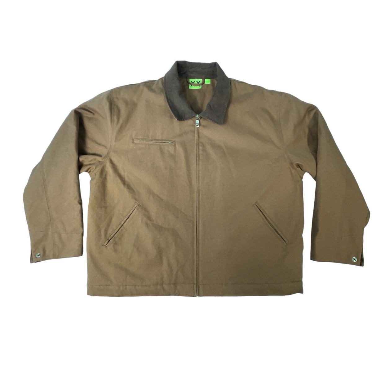 Supervsn Studios Men's Light Brown Zip Up Padded Work Jacket Supervsn Studios Men's Light Brown Zip Up Padded Work Jacket
