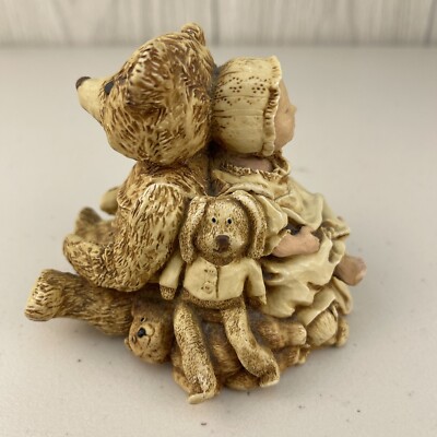 SIAB England 90s Trinket Box Baby with Teddy Bear Puppy Toy Rabbit Rare 4'' HTF