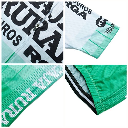 Men 2025 Cycling Jersey Bib Shorts Set Green White Short Sleeve Riding Shirt - Picture 10 of 18