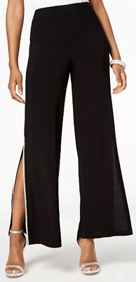 MSK Wide Leg Pants Size XL Petite Black Rhinestone Elastic