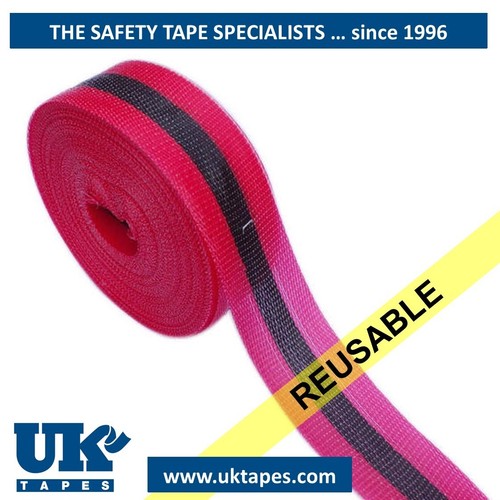 Reusable Woven Hazard Cordon Barrier Warning Tape RED/BLACK/RED