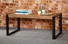UP-Cycled Industrial Metal & Wood Rectangular Coffee Table Living Room Furniture