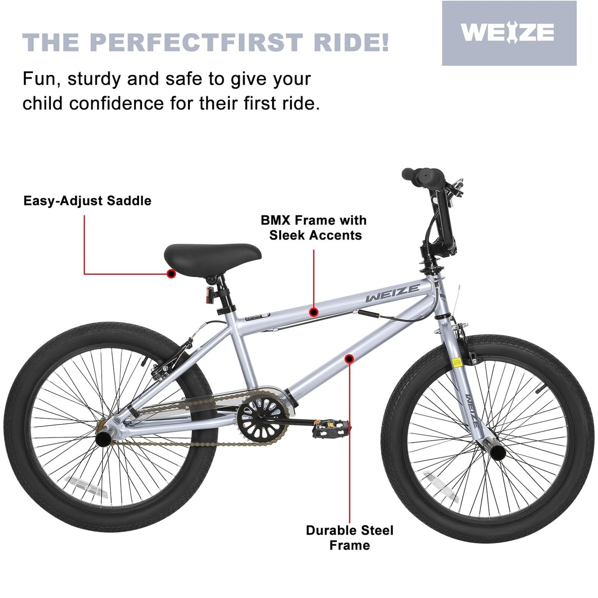 WEIZE Freestyle BMX Bike Trick Bicycle 20 inch Bike for Kids