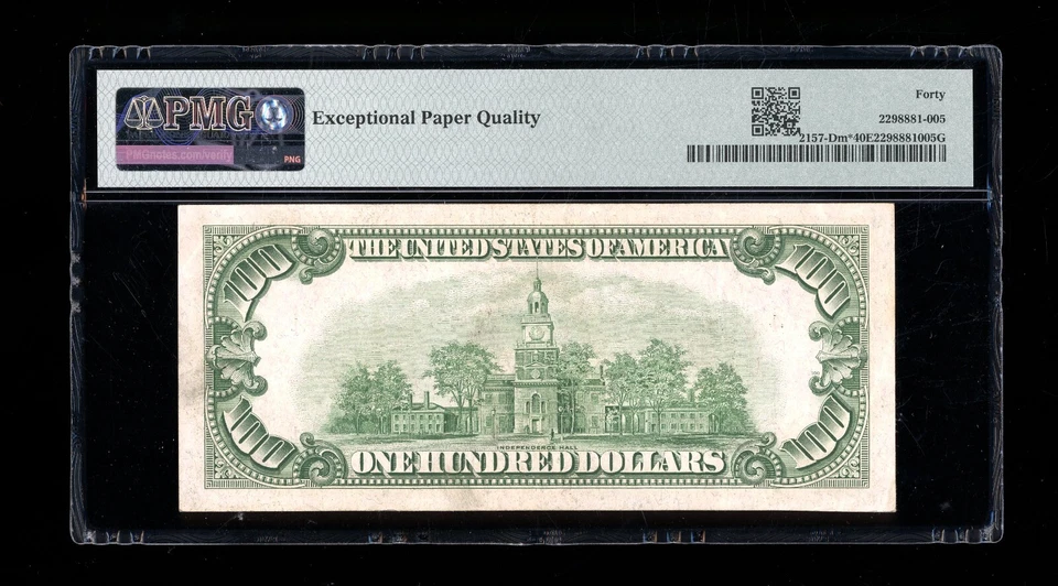 DBR 1950 $100 Cleveland Mule STAR Fr. 2157-Dm* PMG 40 EPQ Low Serial D00009941* - Image 2 of 2