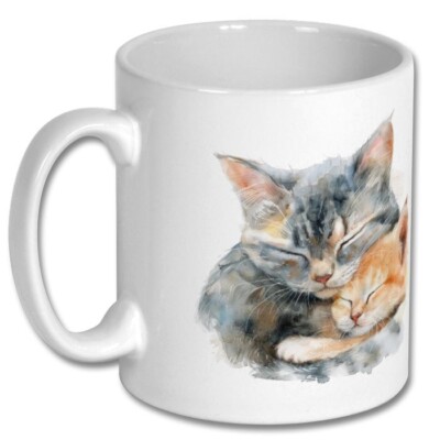 Süße Katzentasse, zwei Katzen kuscheln