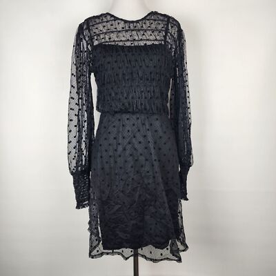Topshop Black Sheer Polka Dot Long Sleeve Slip Mesh Cocktail Dress Size 6 LBD | eBay Topshop Black Sheer Polka Dot Long Sleeve Slip Mesh Cocktail Dress Size 6 LBD | eBay