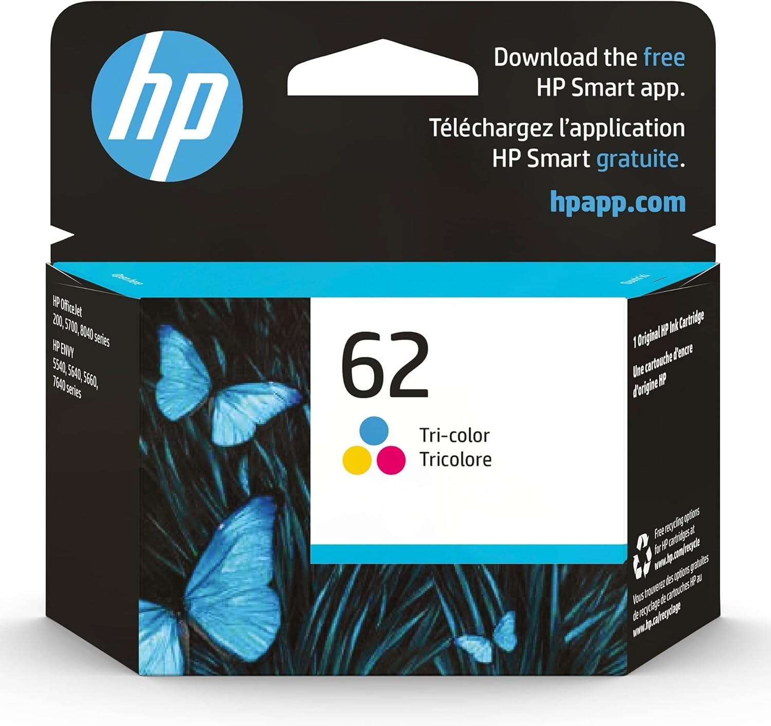 HP 62 Tri-color Ink Cartridge for ENVY 5540 5640 5660 Printers Exp 12/2025-image