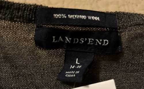 Maglione Lands End leggero lana merino maglia scollo V taglia large grigio erica scuro - Foto 4 di 9