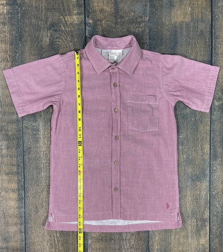 ¡Camisa con botones de manga corta roja Well Dressed Wolf para niños talla 12! - Imagen 4 de 6