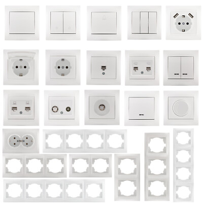 Steckdosen Steckdose Schalterserie Taster Dimmer Schalter TV SAT USB LED Weiß
