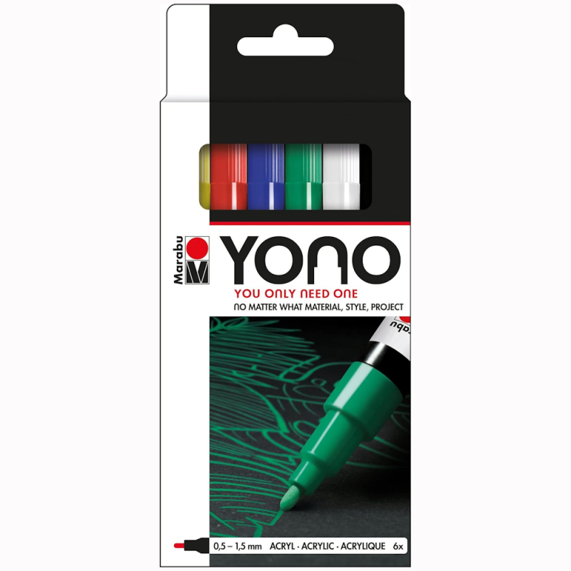 Marabu YONO Fine Bullet Primary Tones (6pc)